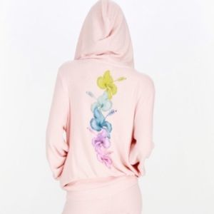 Wildfox Pink Hoodie with Floral Design